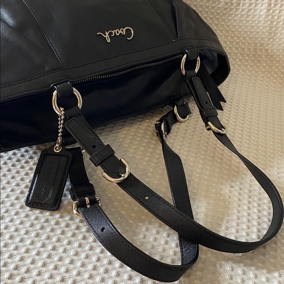 Coach Gallery East West Black Leather Zipper Tote bag purse - Picture 8 of 16